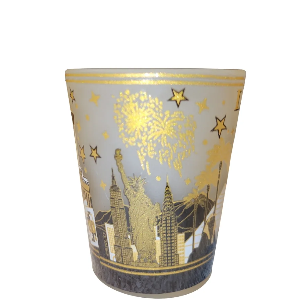 Las Vegas Black & Gold Skyline Shot Glass Souvenir Decor NWOT
